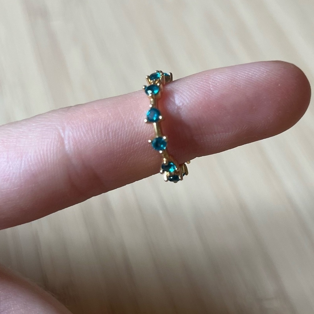 Anthropologie Ring Gold and Blue Stones size 6 - Picture 2 of 6